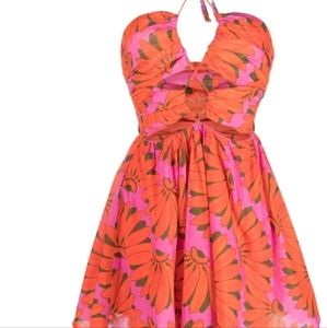 Farm Rio Cut Out Mini Dress Pink Copacabana